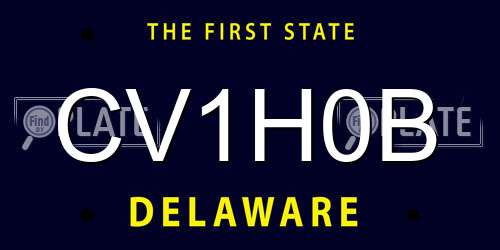 CV1H0B Delaware License Plate