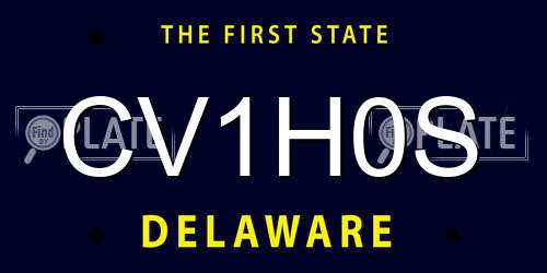 CV1H0S Delaware License Plate