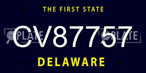 CV87757 Delaware License Plate