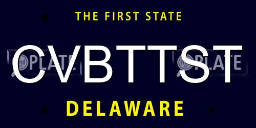 CVBTTST Delaware License Plate