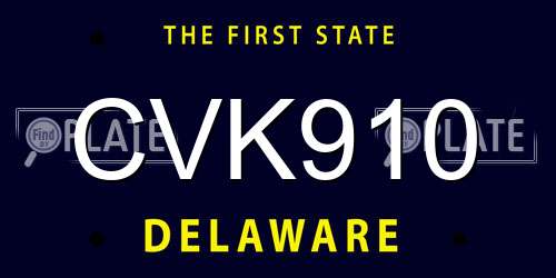 CVK910 Delaware License Plate