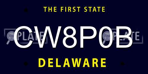 CW8P0B Delaware License Plate
