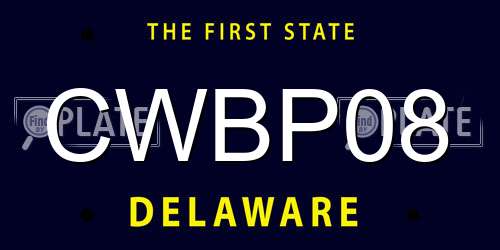 CWBP08 Delaware License Plate