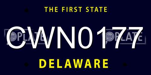 CWN0177 Delaware License Plate