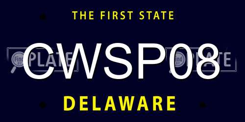 CWSP08 Delaware License Plate