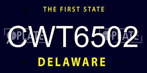 CWT6502 Delaware License Plate