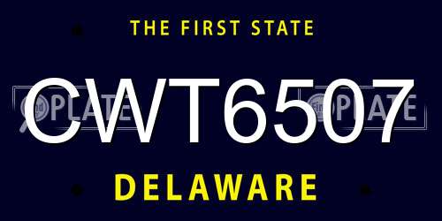 CWT6507 Delaware License Plate