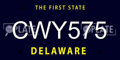 CWY575 Delaware License Plate