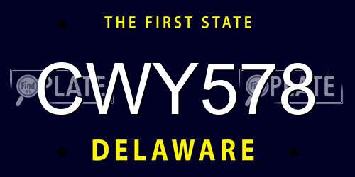 CWY578 Delaware License Plate