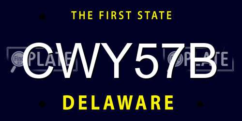 CWY57B Delaware License Plate