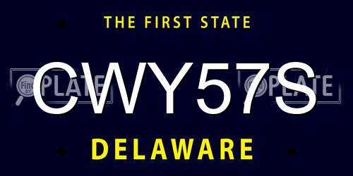CWY57S Delaware License Plate