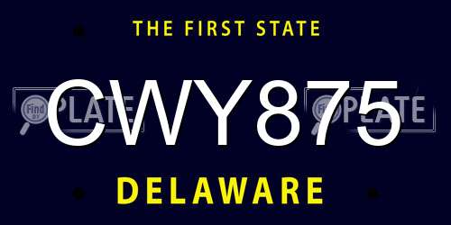 CWY875 Delaware License Plate