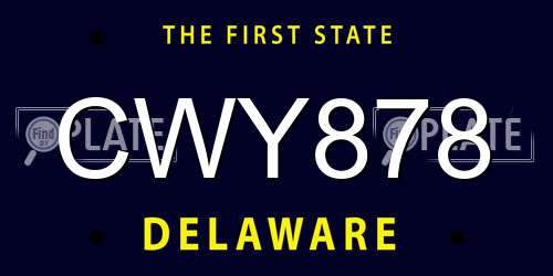 CWY878 Delaware License Plate