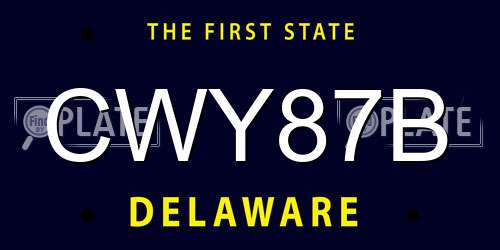 CWY87B Delaware License Plate