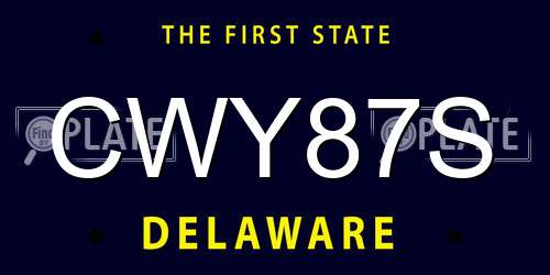 CWY87S Delaware License Plate