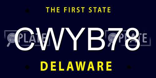 CWYB78 Delaware License Plate