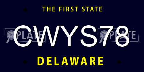 CWYS78 Delaware License Plate
