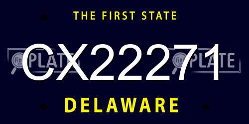 CX22271 Delaware License Plate