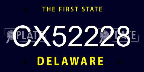 CX52228 Delaware License Plate