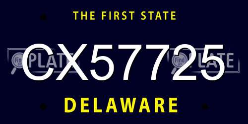 CX57725 Delaware License Plate