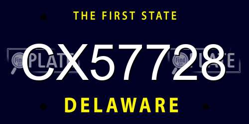 CX57728 Delaware License Plate
