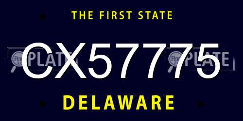 CX57775 Delaware License Plate