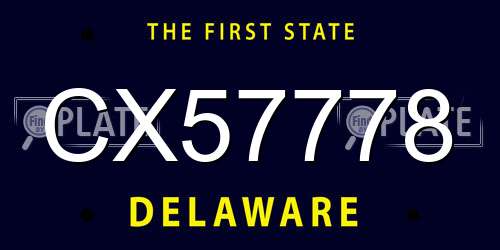 CX57778 Delaware License Plate