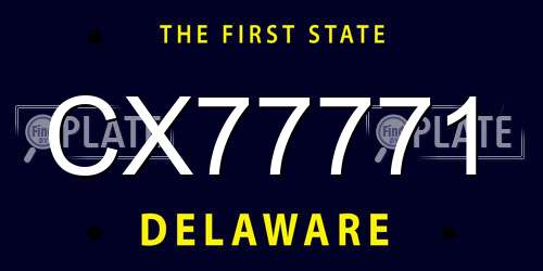 CX77771 Delaware License Plate