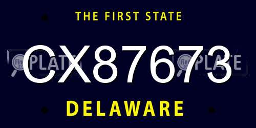 CX87673 Delaware License Plate