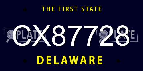CX87728 Delaware License Plate