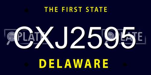 CXJ2595 Delaware License Plate