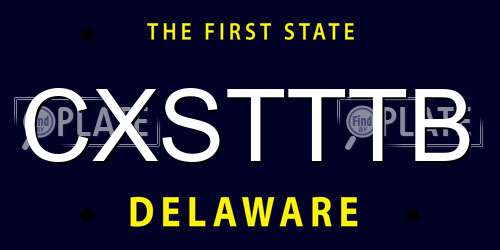 CXSTTTB Delaware License Plate