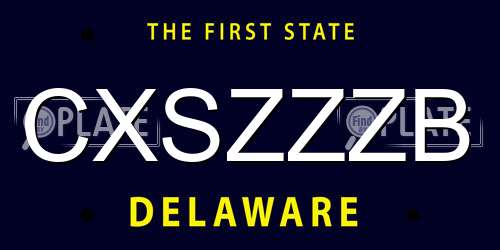 CXSZZZB Delaware License Plate