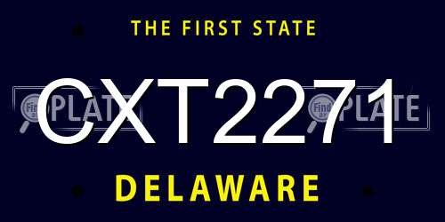 CXT2271 Delaware License Plate