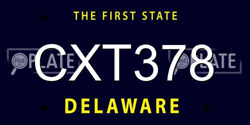 CXT378 Delaware License Plate