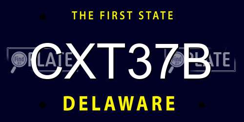 CXT37B Delaware License Plate