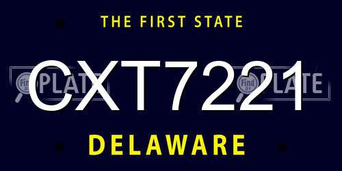 CXT7221 Delaware License Plate