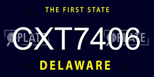 CXT7406 Delaware License Plate