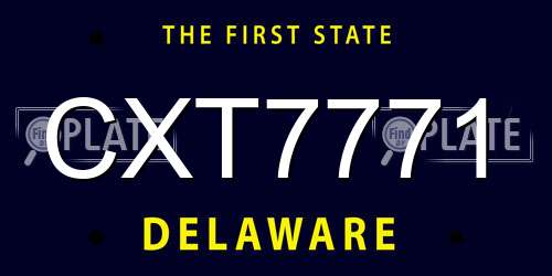 CXT7771 Delaware License Plate