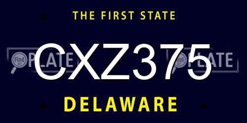 CXZ375 Delaware License Plate