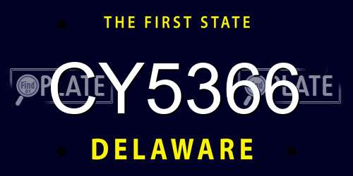 CY5366 Delaware License Plate