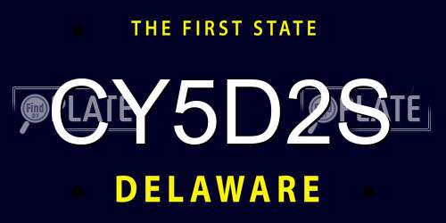 CY5D2S Delaware License Plate
