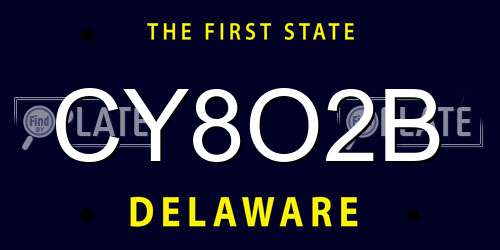 CY8O2B Delaware License Plate