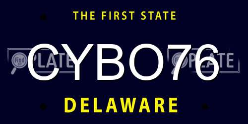 CYBO76 Delaware License Plate
