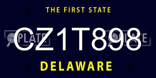 CZ1T898 Delaware License Plate