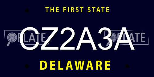 CZ2A3A Delaware License Plate