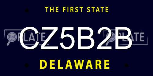 CZ5B2B Delaware License Plate