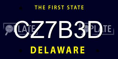 CZ7B3D Delaware License Plate