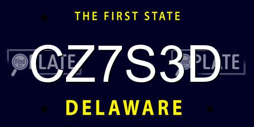 CZ7S3D Delaware License Plate