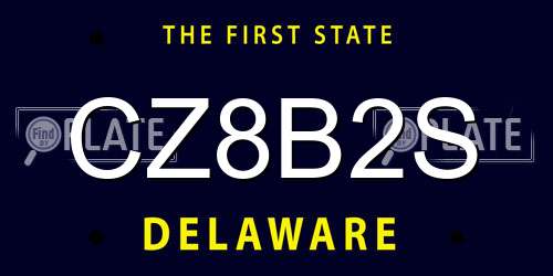 CZ8B2S Delaware License Plate